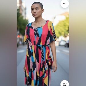 Colorful Geometric Pattern Dress